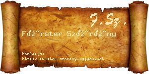 Fürster Szörény névjegykártya